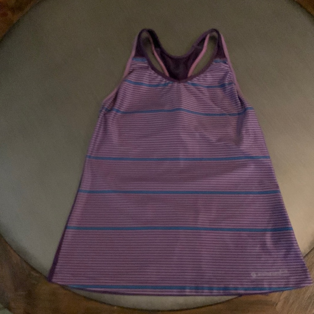 Moving Comfort Purple Stripped Athletic Tank Top